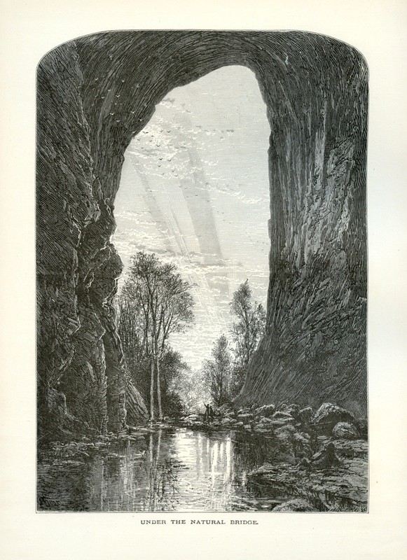 Natural Bridge Virginia Antique Wood Engraving 1872 Landscape Scene Fenn