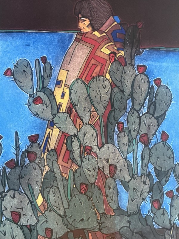 Amado Maurilio Pena Signed Native American Art Cactus Southwest Framed gallery