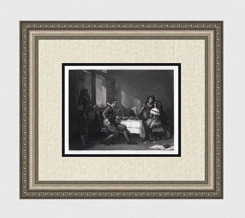 1800s Augustus Leopold Egg "Devil upon Two Sticks" Engraving SIGNED Framed COA