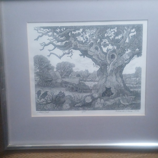 Edward Stamp Signed Framed Tree Landscape Print, Realism Nature