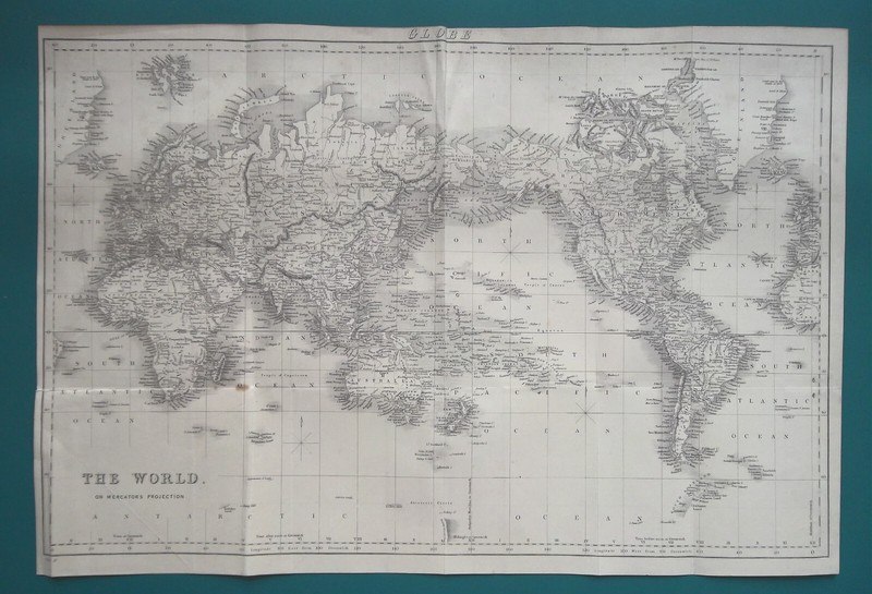 1883 WORLD MAP – 19.5 x 13″ (50 x 33 cm)