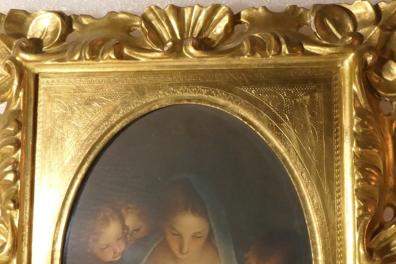 THE HOLY NIGHT PRINT BY CARLO MARRATA NATIVITY SCENE ANGELS MADONNA GOLD FRAME gallery
