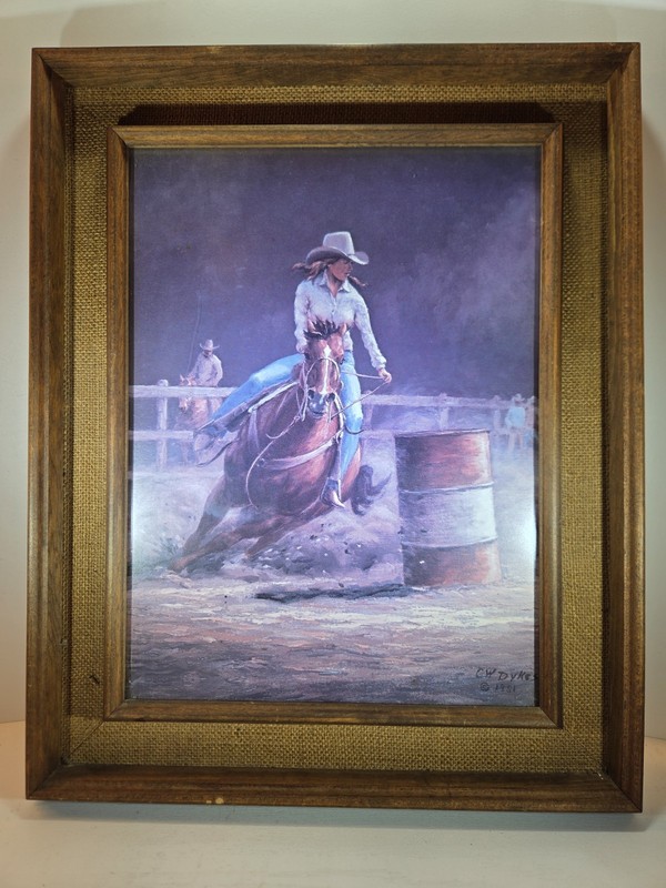 The Barrel Racer By Curtis Dykes – Dynamic Rodeo Western Fine Art Print. 12×16