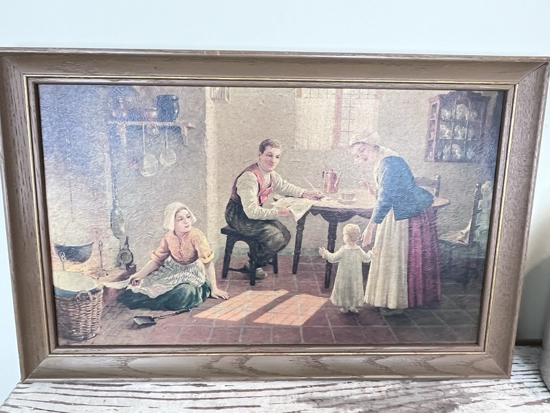 Vintage Framed Print Titled “Dutch Home” Cottage Decor Farmhouse Art 22”x14”