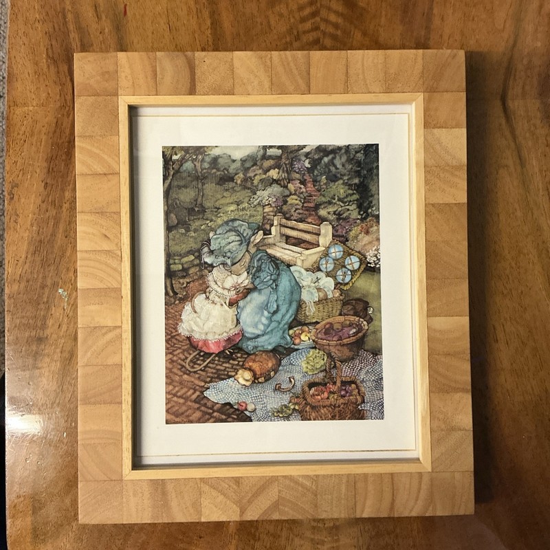 Print By Jane Pinkey Mice getting ready for a picnic Print Size Is 6.5 X 8.25 In