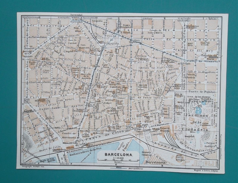 SPAIN Barcelona Palma Majorca City Plans +Environs – 1934 BAEDEKER 6×8″ 15x20cm