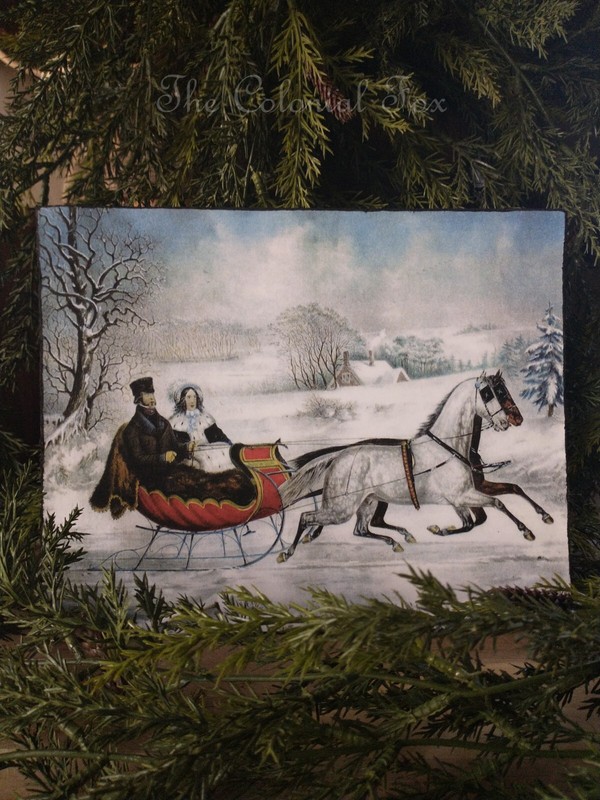 Currier and Ives Colonial Reproduction Portrait 8x10 Primitive Christmas