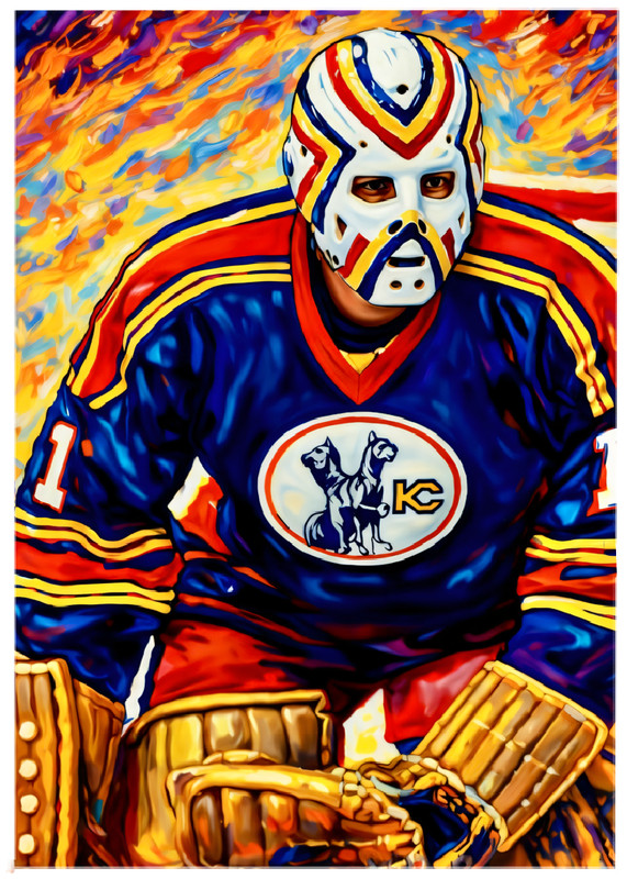 DENIS HERRON * Kansas City Scouts * HOCKEY * Illustrated Art Card * ATC ACEO