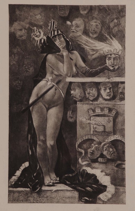 FELICIEN ROPS – Masques Modernes I / Masques Parisiens – Grande Planche. 1889