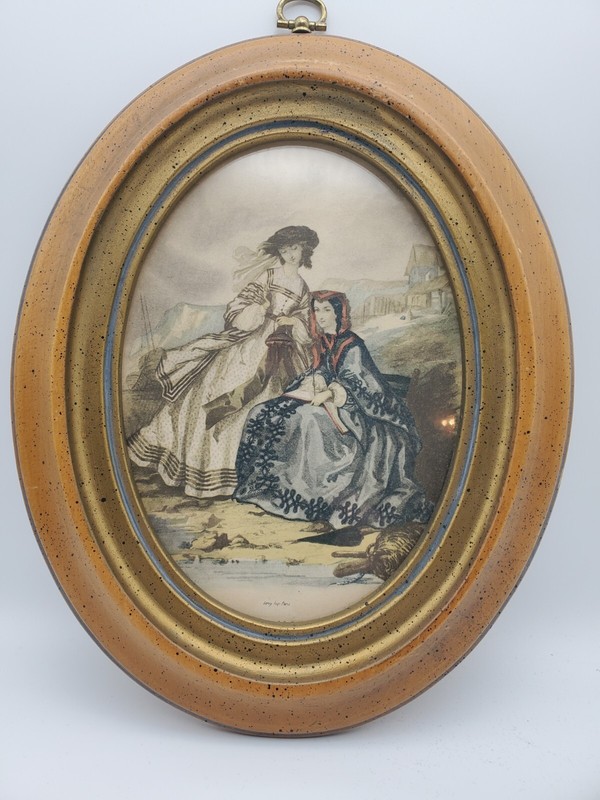 Antique LeRoy Imp Paris Framed Lithographs, Victorian Art, 10" La Mode,Set of 2 gallery