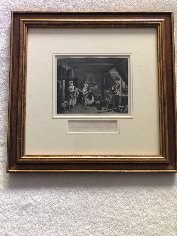 Antique Hogarth (after) The Distressed Poet ca1860 engraved G Presbury framed gallery