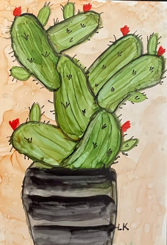 ACEO art PRINT plant cactus Flowers by Lynne Kohler 2.5×3.5″
