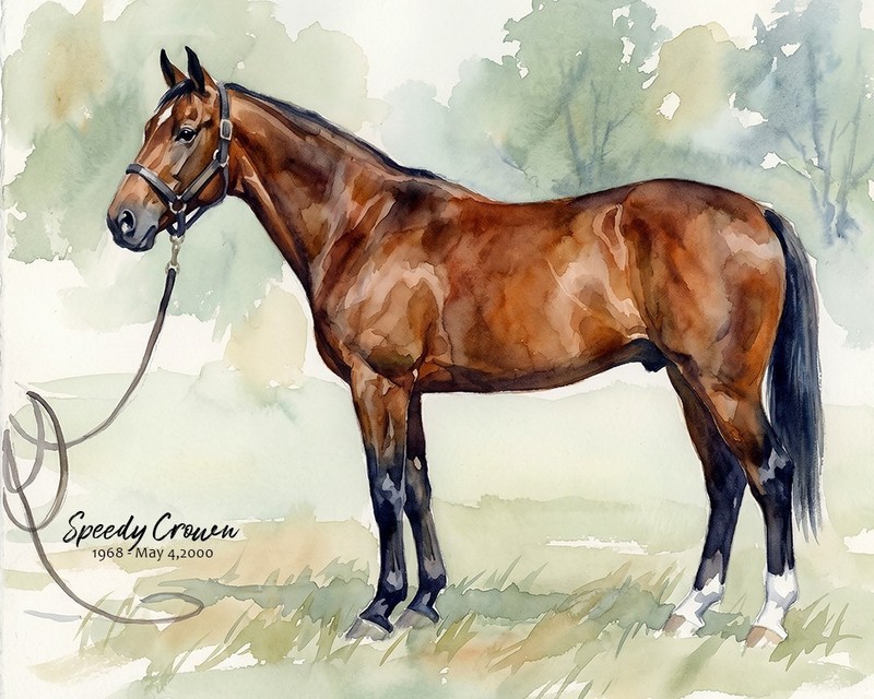 Horse Racing «Speedy Crown» W/C art print. Free Shipping 0428