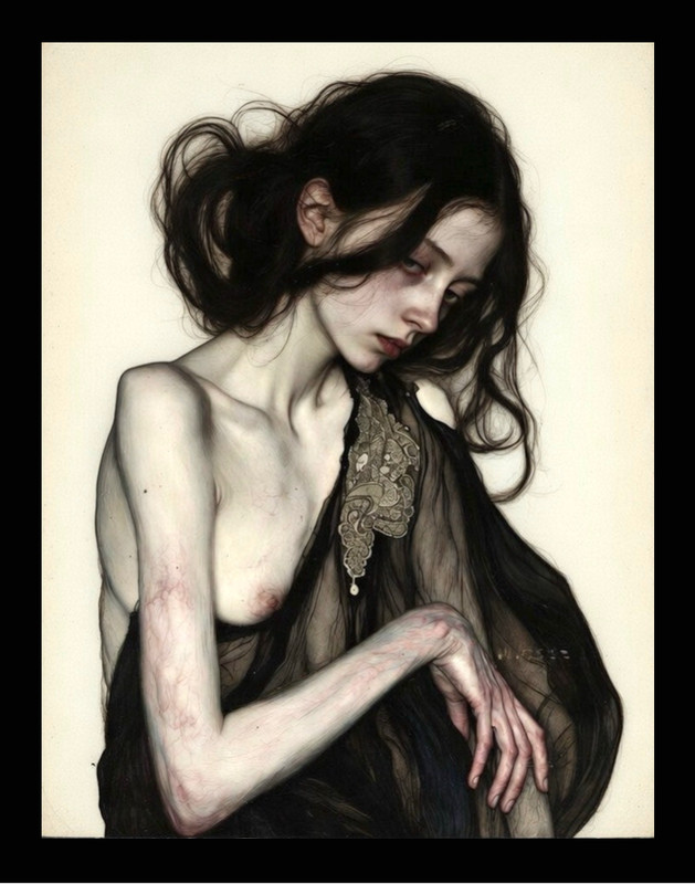 American Surrealism X Gothic Horror Pretty Ghost Erotic Figure Framed Art Print