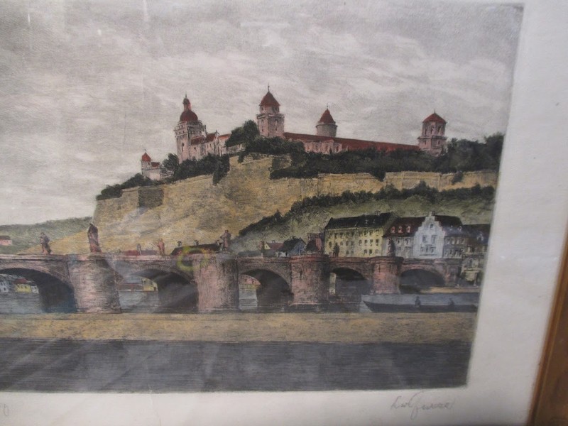 Antique The Bridge of Saints Wurzburg Germany Painting | Please See Signature gallery