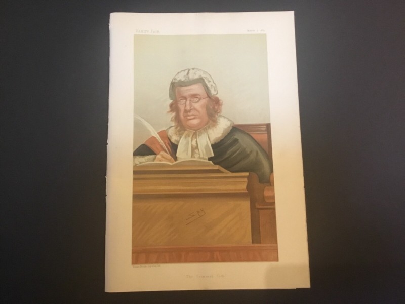 Antiquarian Print – Vanity Fair Lithograph – The Criminal Code – 1885