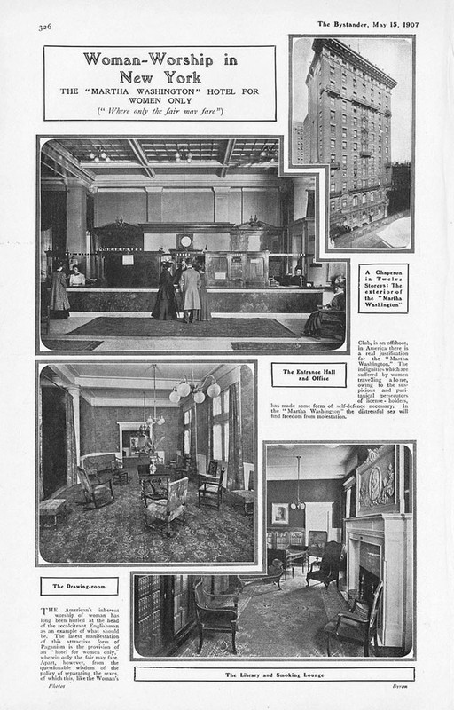 NEW YORK Martha Washington Hotel for Women Only – Antique Print 1907
