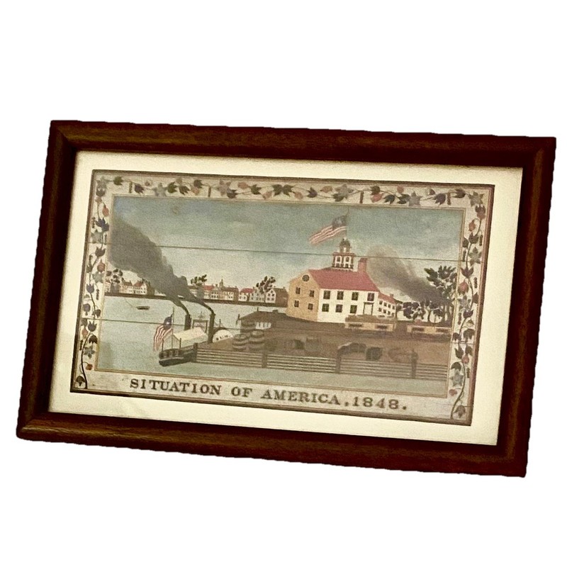 Situation of America, 1848 Framed Under Glass Americana Folk Art Print - Small gallery