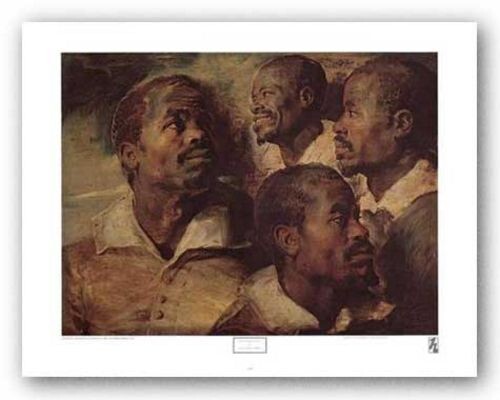 Four Negro Heads ART PRINT by Sir Peter Paul Rubens Image Size 25 1/8″ x 18″