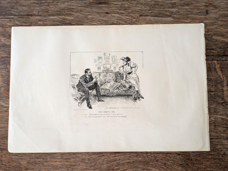 1900 «The Heroic Sex» «Hard To Get Him Back» Charles Gibson Girl Print 17×11″