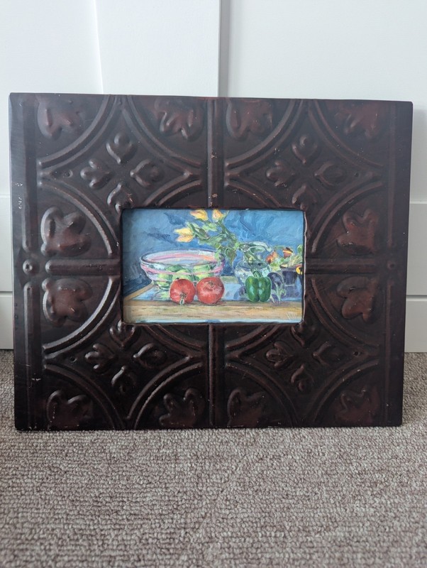 Victoria Powell Art 4X6 Apples, Pomegranates,Peppers Print In Metal wooden Frame