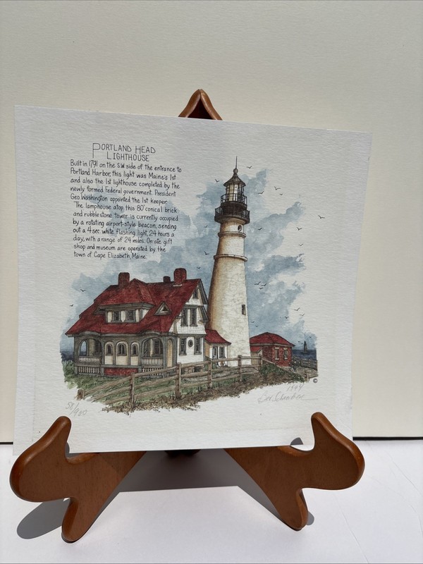 BEV SCHREIBER SIGNED & Numbered Print “ Portland Head Maine “+ Certificate