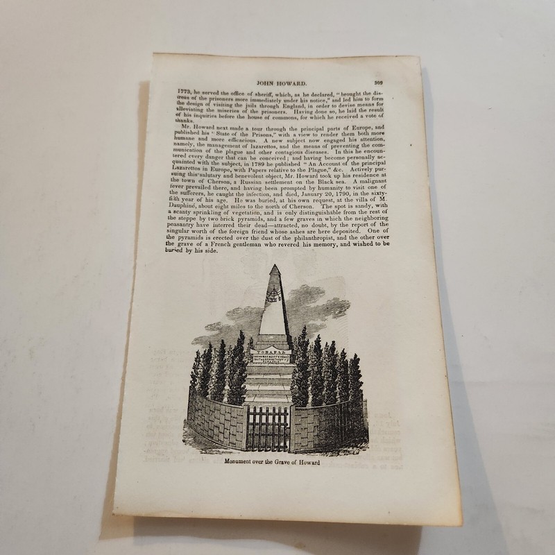 Monument Over The Grave Of John Howard c. 1856 Engraving (10)