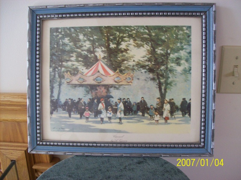 Carousel» by Andre Gisson Framed Under Glass Vintage Print 1967