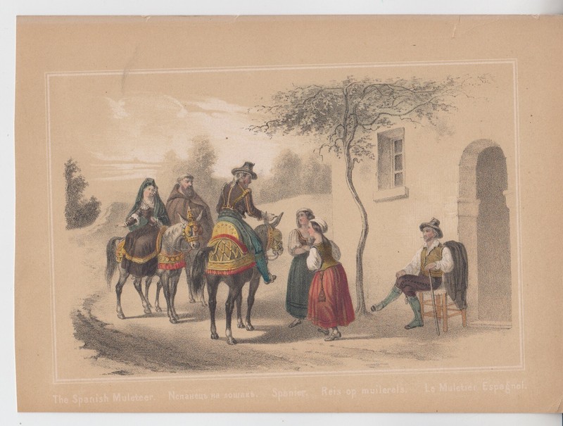 The Spanish Muleteer. Испанец на лошаке. Le Muletier. Vintage art print 1890s