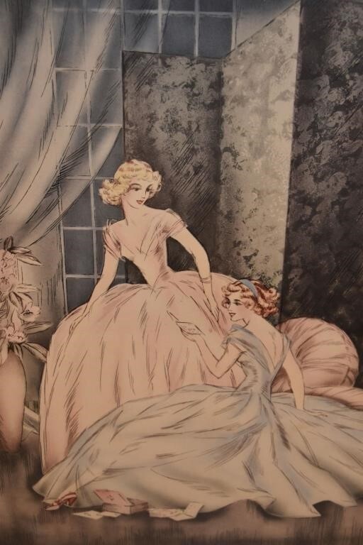 "Love Letters" Etching Print by Martine. 19 3/4" x 16" Image Mat& Framed gallery