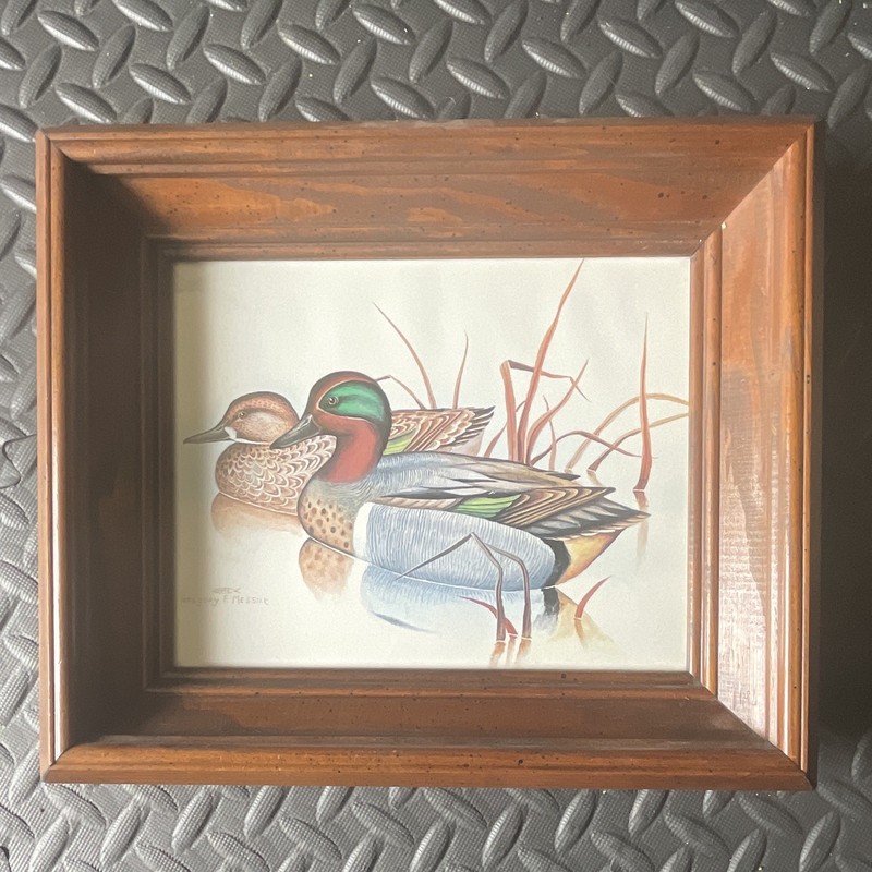 Gregory F. Messier Framed Two Ducks Print, Realism Landscape Paper Art