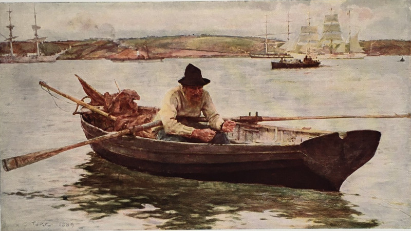 The Fisherman by H S Tuke – Antique Print 1930