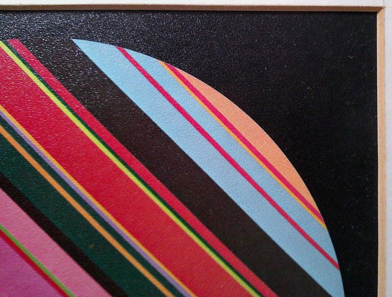 KIT SCHWARTZ (AMERICAN, 20TH C) VINT OP-ART, GEO-ABSTRACT COLOR LITHOGRAPH PRINT gallery