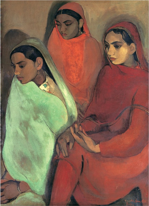 Amrita Sher-Gil – Group of Three Girls (1935) Indian – 17″ x 22″ Fine Art Print