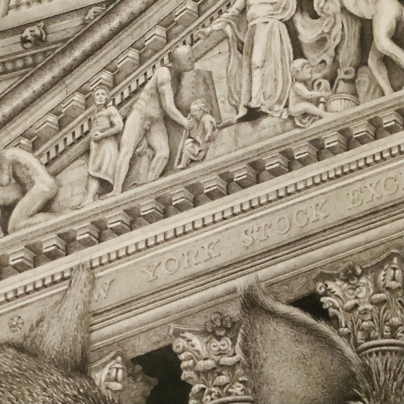 Poster Print Satirical Pigs in Suits Wall Street NY B & W Highly Detailed gallery
