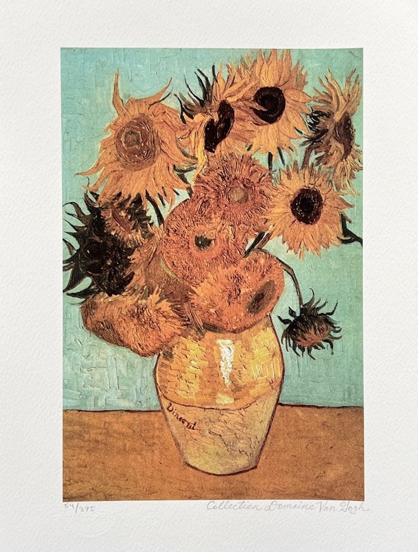 Vincent Van Gogh SUNFLOWERS VASE Estate Signed Limited Edition Giclee 12" x 16" gallery