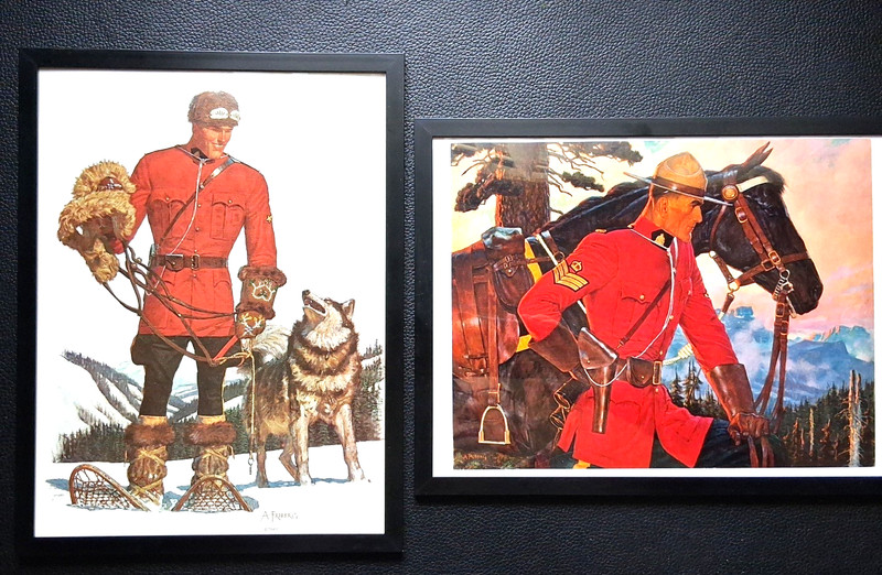 A .FRIBERG LITHOGRAPHS 0F A CANADIAN MOUNTIE (1) WITH HORSE AND (1) WITH DOG