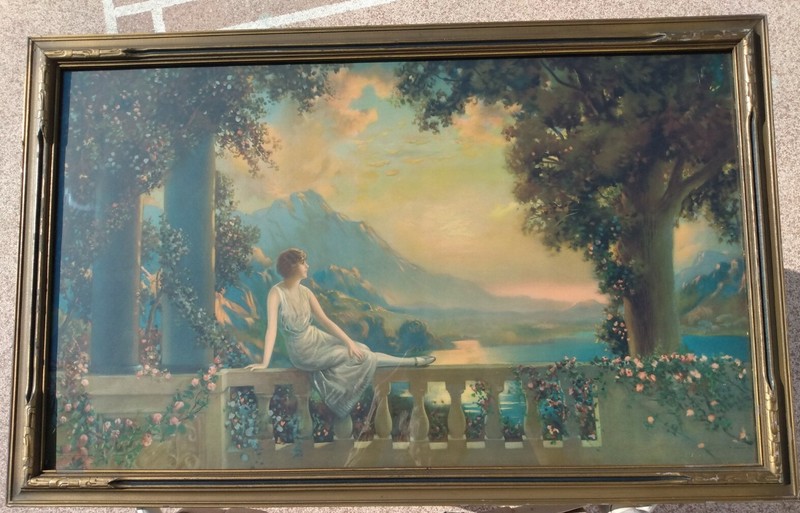 R ATKINSON FOX Print – SUNSET DREAMS – LARGE ART DEC0 FANTASY WOMAN – 18 X 30