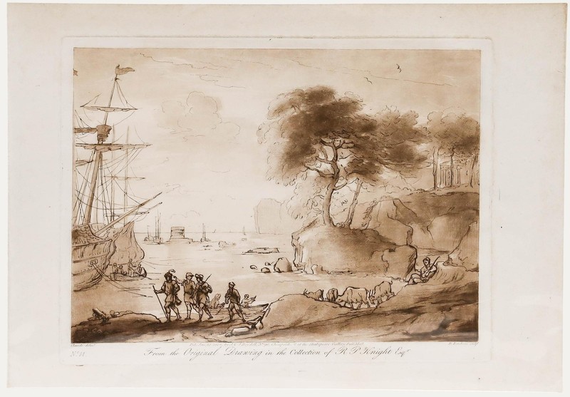 Richard Earlom after Claude Lorrain – 1802 Etching, The Landing of Aeneas