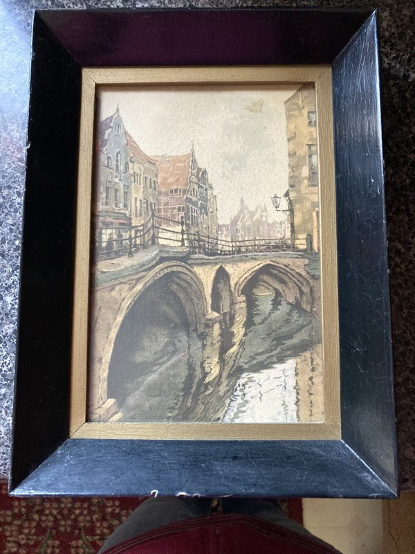 Vintage Lithograph Malines, Belgium Bridge 8 1/2″ X 11”