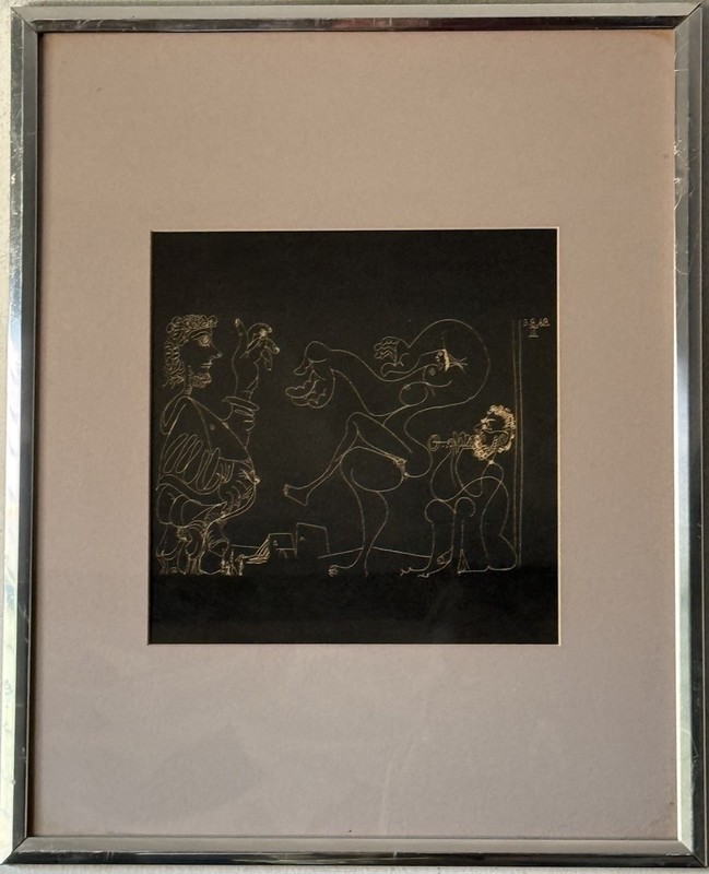 PABLO PICASSO VINTAGE CUBISM EROTIC LITHOGRAPH ENGRAVING OLD MODERN ART 1968 gallery