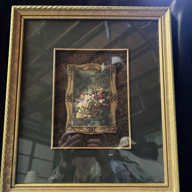 Beautiful 3-D Art Floral Picture, Framed And Matted 15 1/2 x 13 1/2”