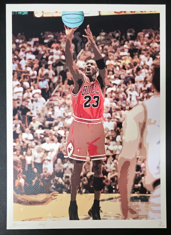 Michael Jordan Tiffany Basketball Death NYC Signed Graffiti Pop Art Print # /100