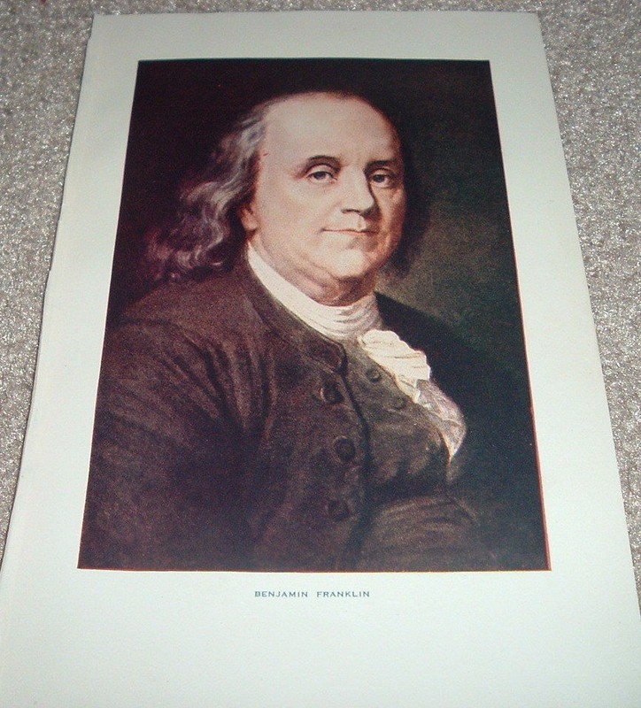 Color Print from 1919 of BENJAMIN FRANKLIN Founding Fathers Freemason Scientist