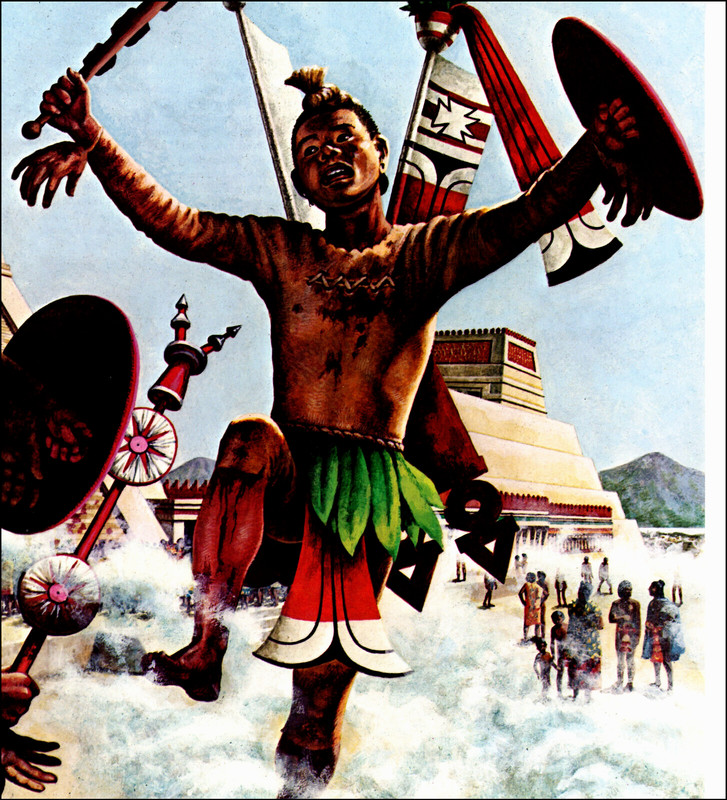 1982 Vintage Print Aztec Tenochtitlan Temple Festival Xipe Totec Rite of Spring