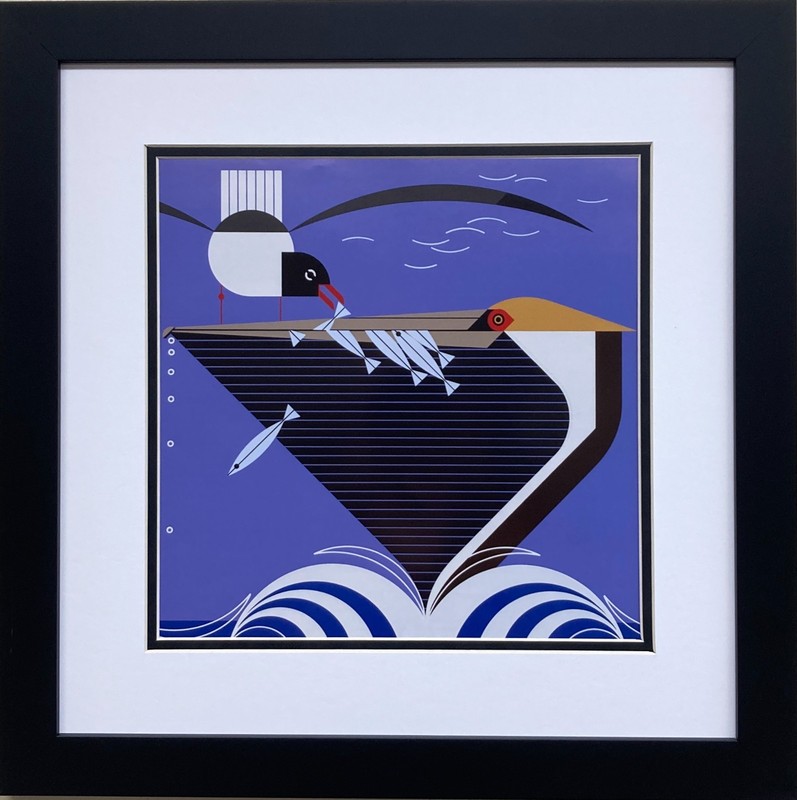Charley Harper "Pelican Pantry" Custom Framed Art Calendar Print, Birds