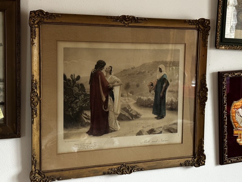 Victorian 1920’s Antique Gold French Textured ￼ Frame w Print By Ruth & Naomi gallery