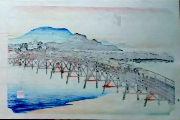 Hiroshige Woodblock Print Okazaki 53 Stations Tokaido Yuyudo Reprint Showa Era gallery