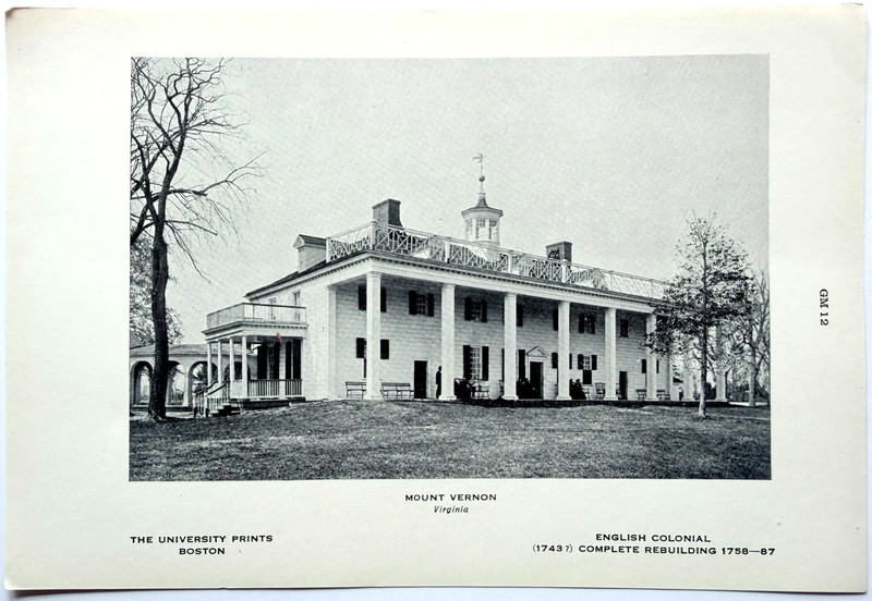 c1920-30s Mount Vernon Virginia Half Tone Print English Colonial Building