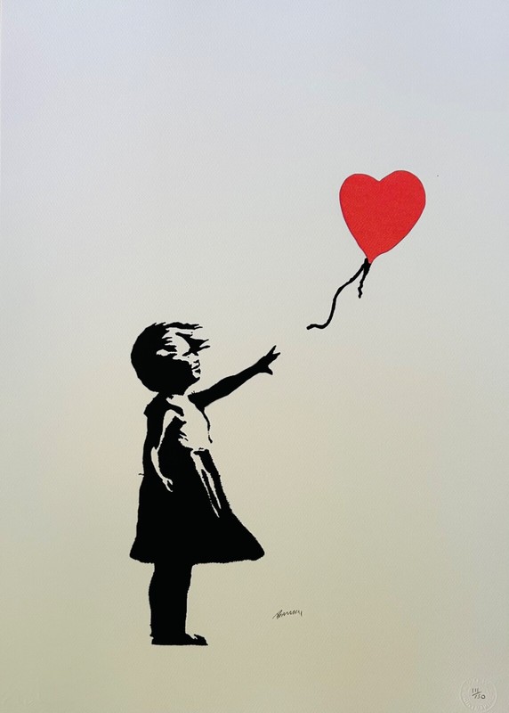 Banksy "Girl with Red Balloon" Limited Edition 105/150 Signed Off Set Lithograph